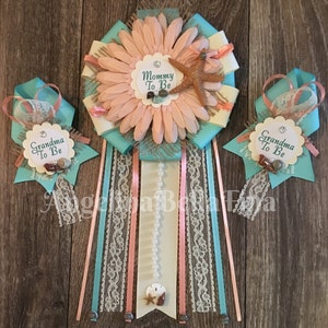 Beach/Sealife Themed Mommy and Grandma To Be Corsage Set