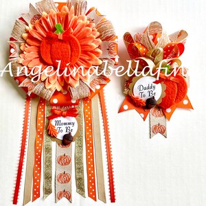 NEW Pumpkin/Lil pumpkin Themed Mommy and Daddy To Be Corsage Set