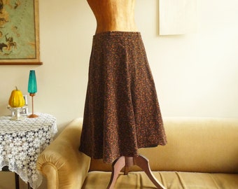 vintage floral velvet long skirt 1970's boho skirt liberty skirt with lining A- line