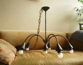 vintage 1940s alloy metal hammered 5 arms chandelier ceiling lamp diabolo shaped pendant light l