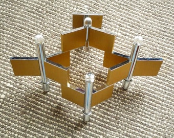 Sciolari 70's minimalist mid century geometric wall lamp chrome brass glass sconce 'Domino" modern italian lighting sculptural wall light