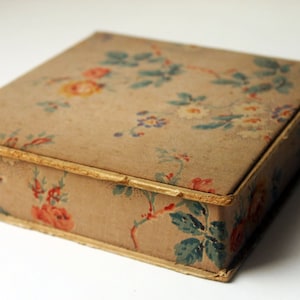 antique 1910s art nouveau paper box gift box boudoire paper box textile box floral