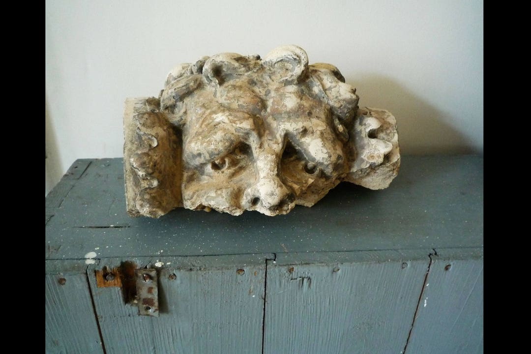 Antique Garden Sculpture Atlas Head Cast Stone Statue Keystone ...
