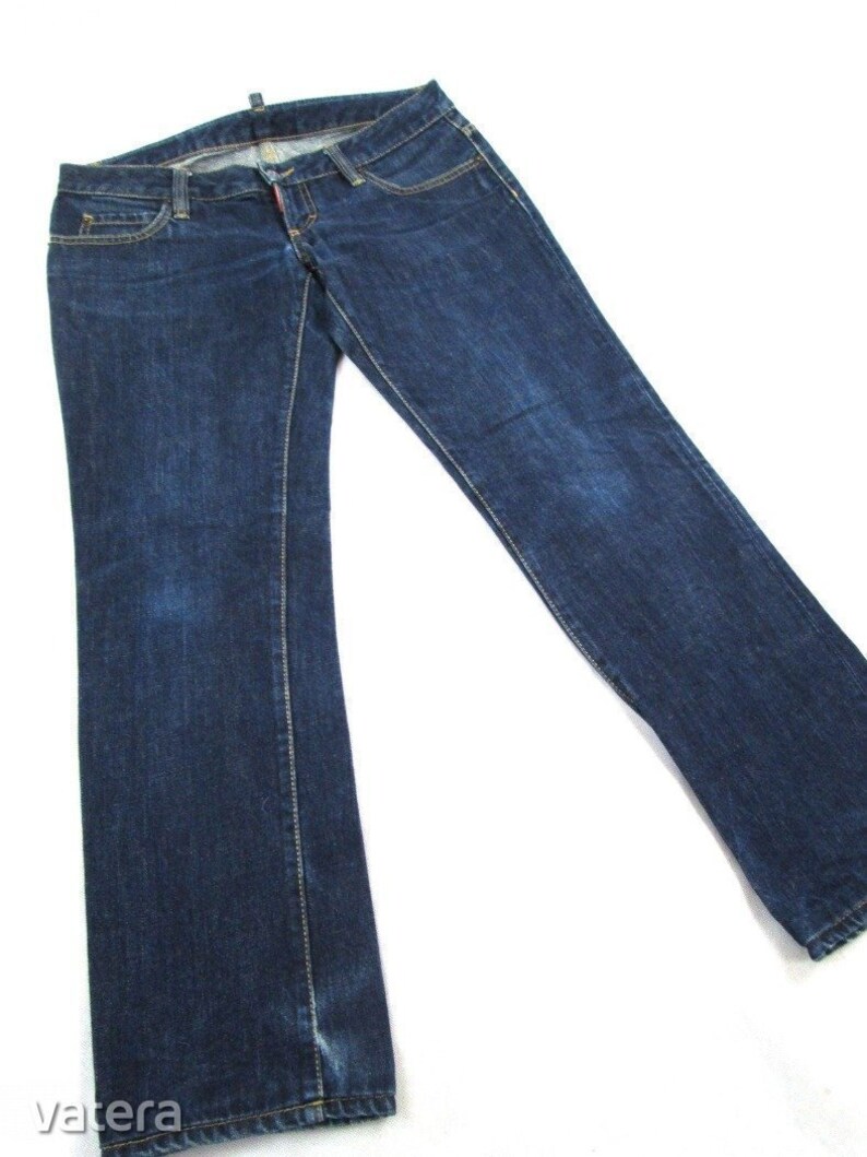 Woman's Italian Denim Waist Cut Dsquared Jeans Blue Jeans Straight Legs ...