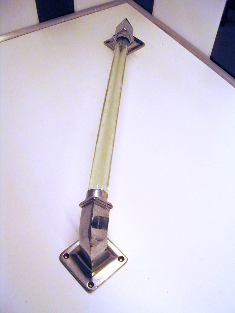 Antique art deco glass and chromed cast iron towel bar towel Etsy