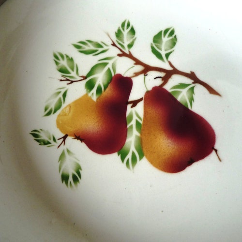 Antique set of 5 art nouveau shops stoneware bowl plates fruit plates dessert plates pudding plate pottery 1920s