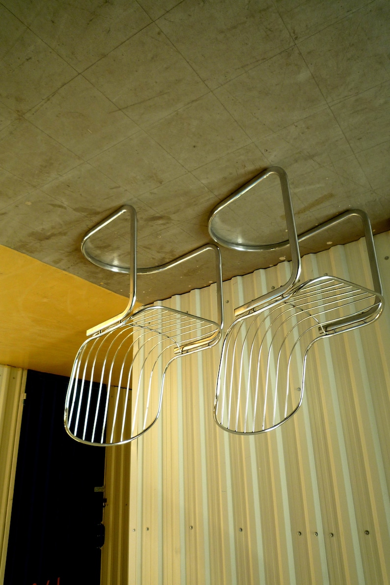 a pair vintage retro mid century chrome chair 80/'s metal chair cantilever easy chair dining chair with original cushions