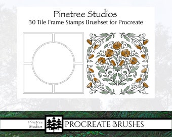 Tile Frame Stamps (.brushset) Designed for iPad and Procreate / Digital Download / Autodesk SketchBook / Patterns / Tangles / Stencils