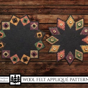 Wool Felt Applique Pattern - Indian Summer "Whatever" Mats - Woolfelt Penny Rug ~ Decoration Mat ~ Candle Mat ~ E Pattern ~ Pin Loom Weaving