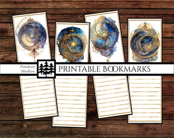 Watercolor Astrolabes ~ (2"x6") ~ Digital Download ~ Printable Bookmarks / Journals / Vintage / Ephemera