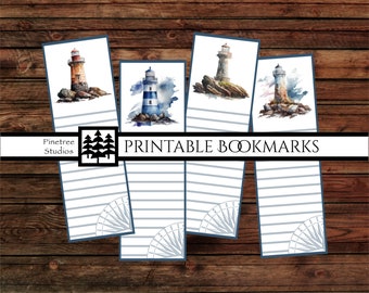 Watercolor Lighthouse Bookmarks ~ (2"x6") ~ Digital Download ~ Printable Bookmarks / Journals / Vintage / Ephemera