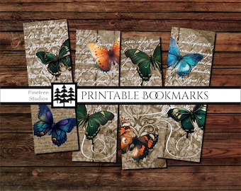 Beautiful Butterflies ~ (2"x6") ~ Digital Download ~ Printable Bookmarks / Journals / Vintage / Ephemera / Decoupage