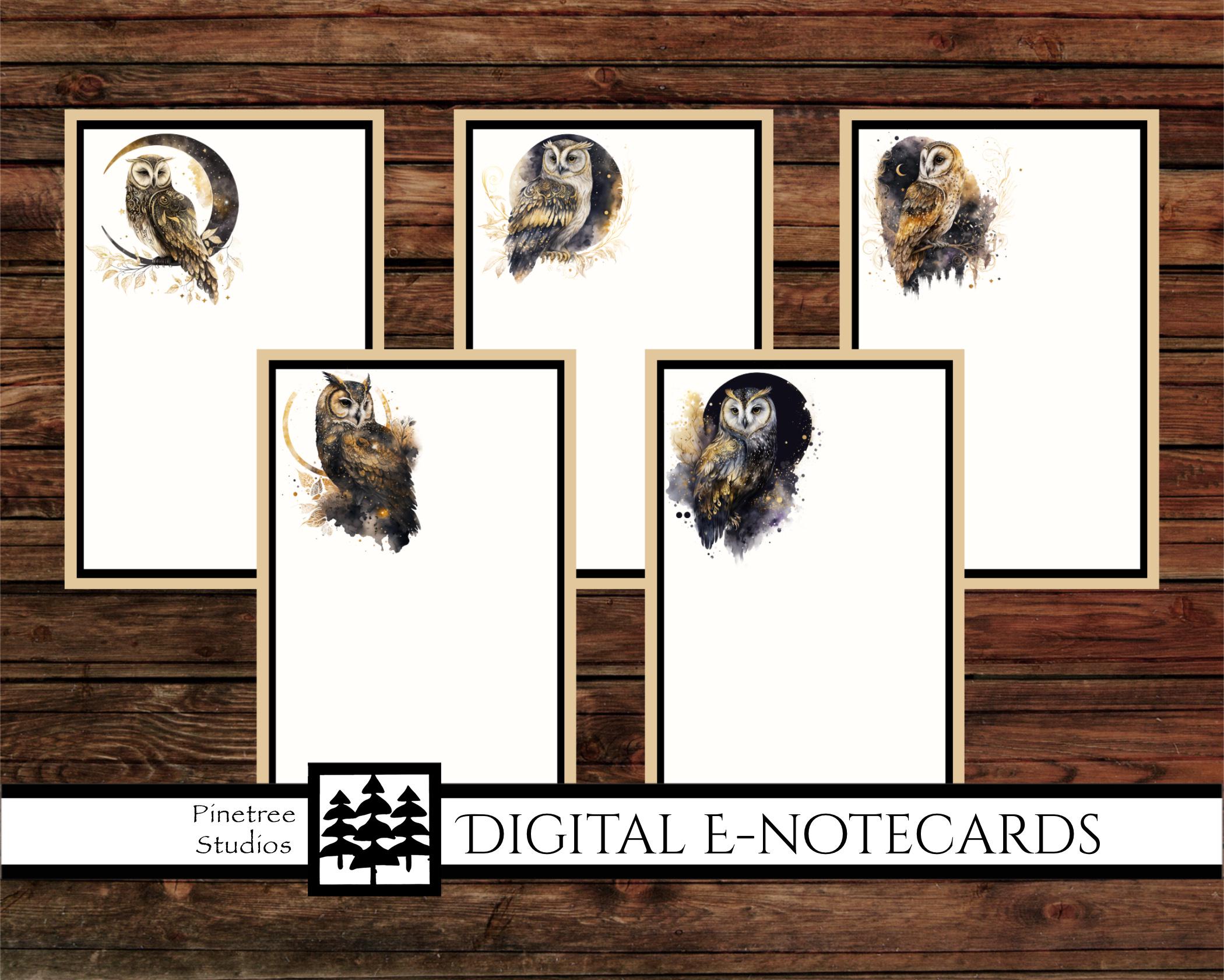 Owls Digital E-Notecards (4" x 6" Portrait) Digital Download ~ Editable / E-Card / Device 