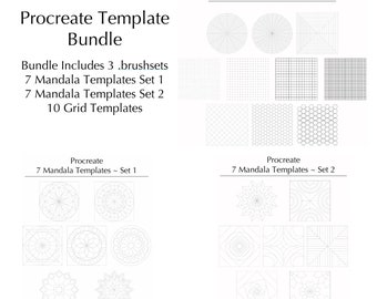 Procreate Mandala and Grid Template Bundle (.brushset) Designed for iPad and Procreate / Digital Download / Autodesk SketchBook