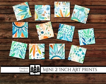 Mini 2 Inch Art Prints ~ Light Batik ~ Digital Download ~ Printable / Tiles / Art to Wood / Easel / Magnet / Desk Top Art / Ornament