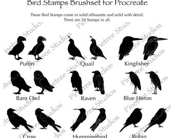 Procreate Bird Stamps (.brushset) Designed for iPad and Procreate