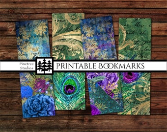 Peacock Art ~ (2"x6") ~ Digital Download ~ Printable Bookmarks / Journals / Vintage / Ephemera / Decoupage