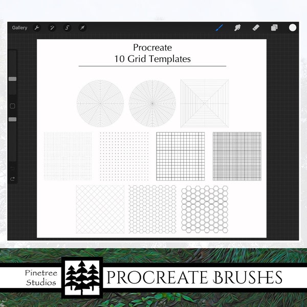Procreate 10 Grid Template Brush/Stamps (.brushset) Designed for iPad and Procreate / Digital Download / Autodesk SketchBook