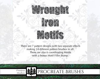 Procreate Wrought Iron Motifs and Pattern Brushes (.brushset) Designed for iPad and Procreate/ Digital Download /Layered Element /Background