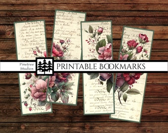 Vintage Roses ~ (2"x6") ~ Digital Download ~ Printable Bookmarks / Journals / Vintage / Ephemera