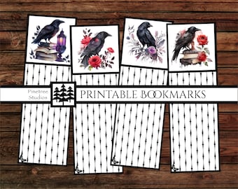 Mystical Ravens ~ (2"x6") ~ Digital Download ~ Printable Bookmarks / Journals / Vintage / Ephemera