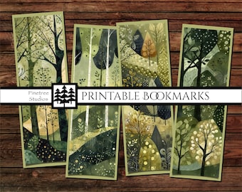 Forest Trees Bookmarks ~ (2"x6") ~ Digital Download ~ Printable Bookmarks / Journals / Wildland / Ephemera / Decoupage / Bookworm