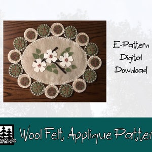 Wool Felt Applique Pattern Dogwood Penny Rug E-Pattern Digital Download image 1