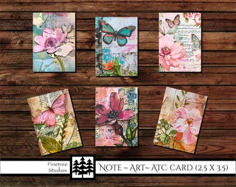 Spring Junk Art Cards (2.5"x 3.5") Digital Download ~ Printable / Junk Journal Card / Label / Tag  / ACEO / Ephemera / Mini Art / Note Cards