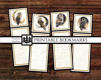 Owls ~ White Background ~ (2"x6") ~ Digital Download ~ Printable Bookmarks / Journals / Vintage / Ephemera