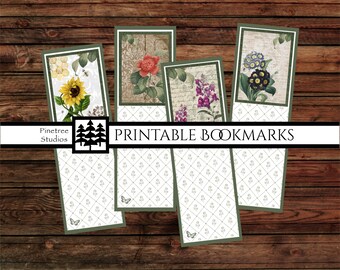 Vintage Flowers ~ (2"x6") ~ Digital Download ~ Printable Bookmarks / Journals / Vintage / Ephemera