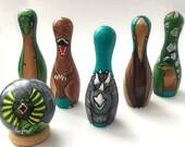 DO NOT PURCHASE - On Hold For Etsy - Dinosaur Bowling Game Educational Toy Birthday Gift Kids Gifts, Wooden Toys made in Canada