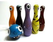 Monster Bowling Game, Wooden Toys Travel Game, Birthday Gift Kids Gift made in Canada