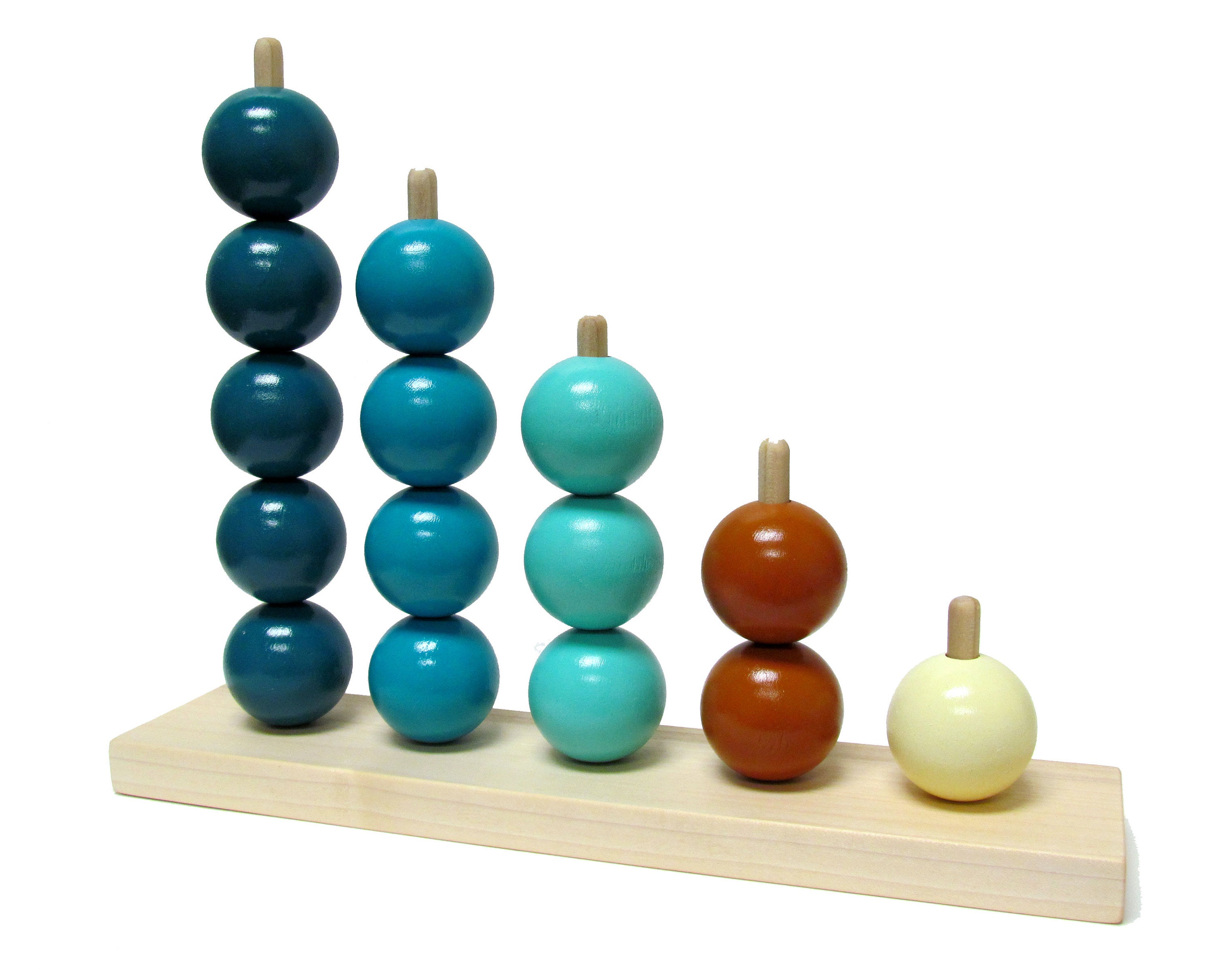 15 Counting Bead Stacker 1 inch beads Abacus Rainbow Wooden Etsy