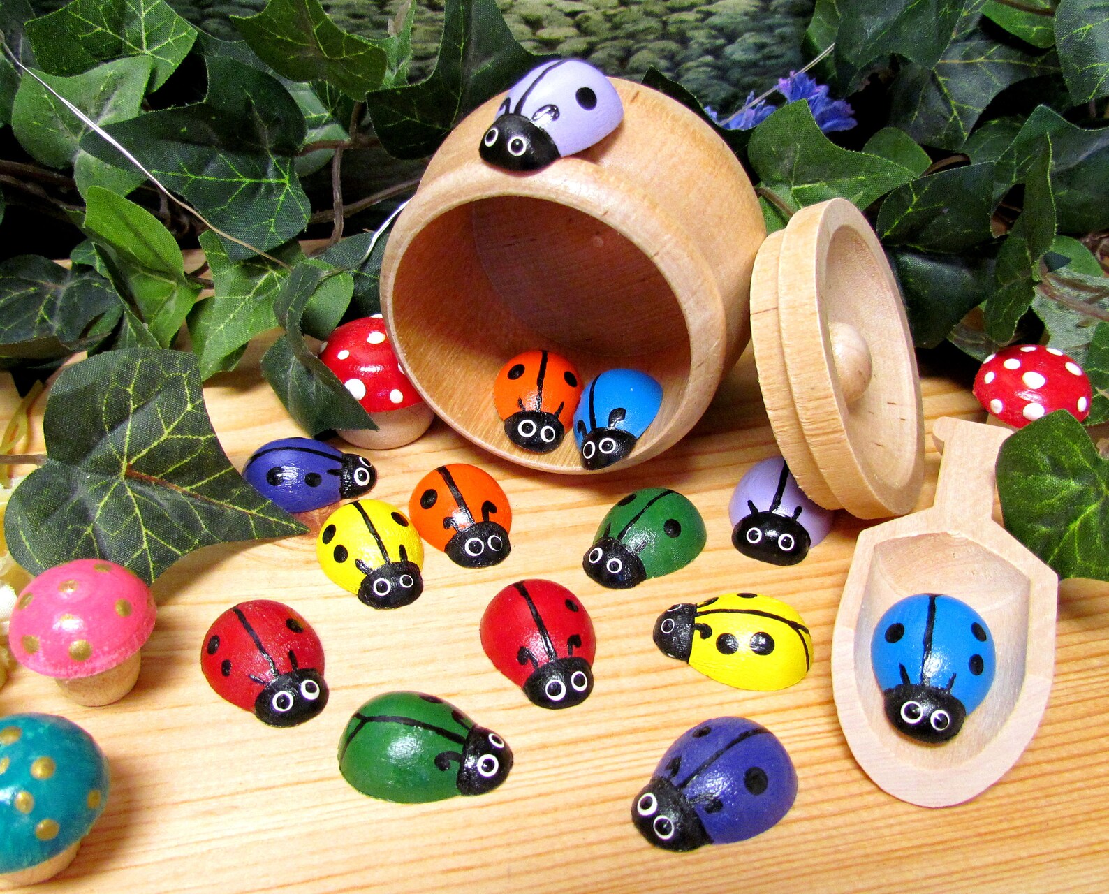 Rainbow Ladybugs Count and Sort Wooden Educational Learning Etsy