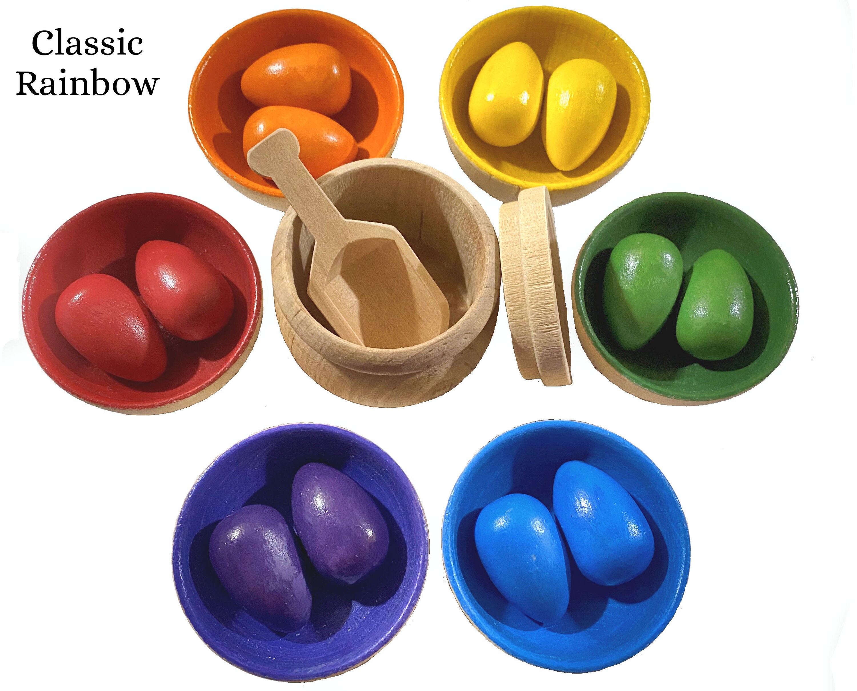Play Kitchen Wooden Eggs and Wooden Bowls Waldorf Toys Eggs Etsy
