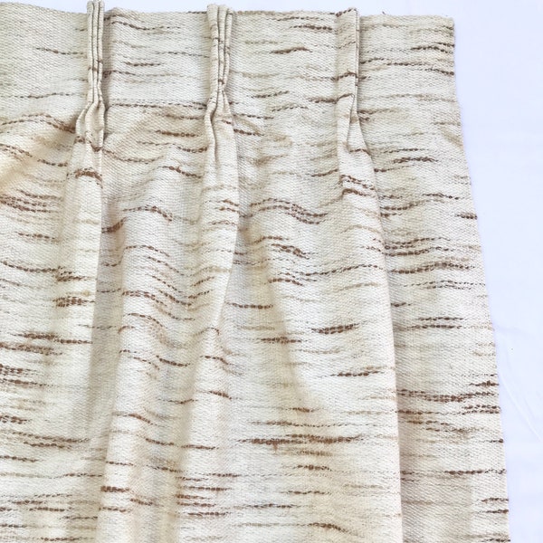 Vintage Woven Pinch Pleat Drapes - Neutral Colors (24 x 75) [Up to Three Panels Available]