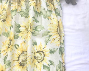 Vintage Sunflower Curtains • 27” x 35” Café Panels • Retro Yellow Kitchen Drapes