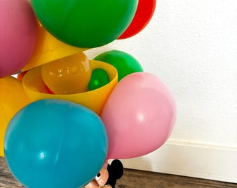 Vintage 1980s Whimsical Mickey Mouse and Pluto Lamp With Balloons