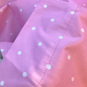 Vintage Bubble Gum Pink Curtain Panel With White Polka Dots (42 x 83) - Pair Available