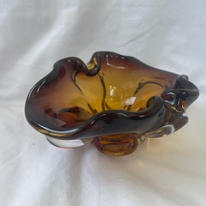 Midcentury Amber Glass Ashtray