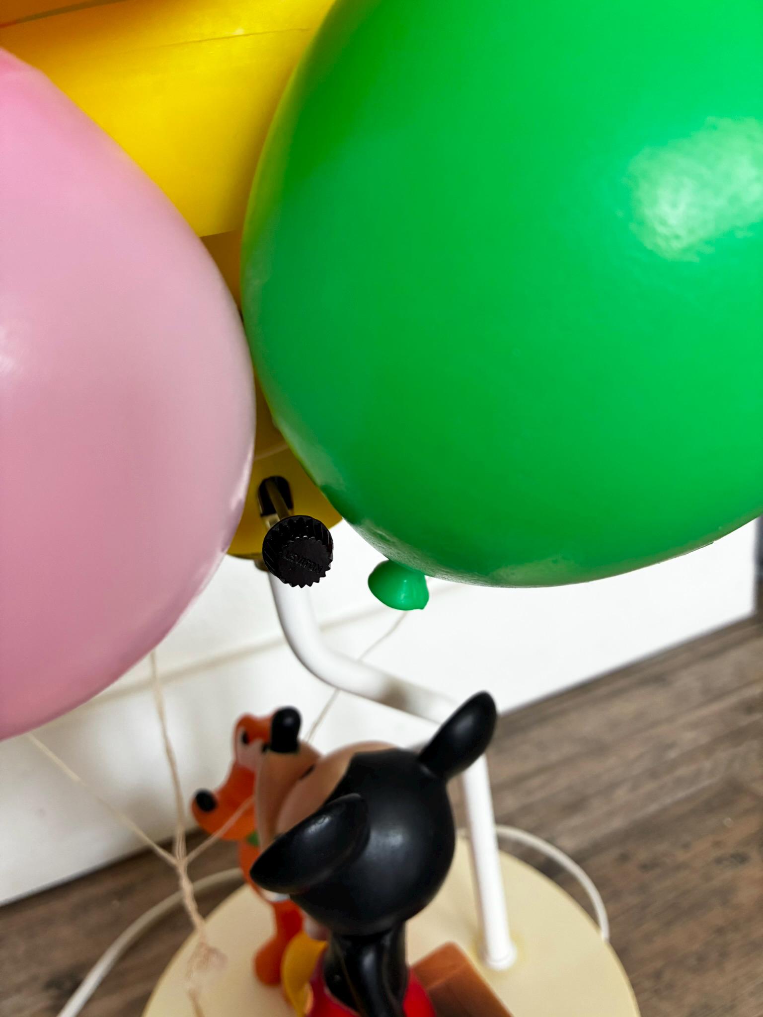 Vintage 1980s Whimsical Mickey Mouse and Pluto Lamp With Balloons