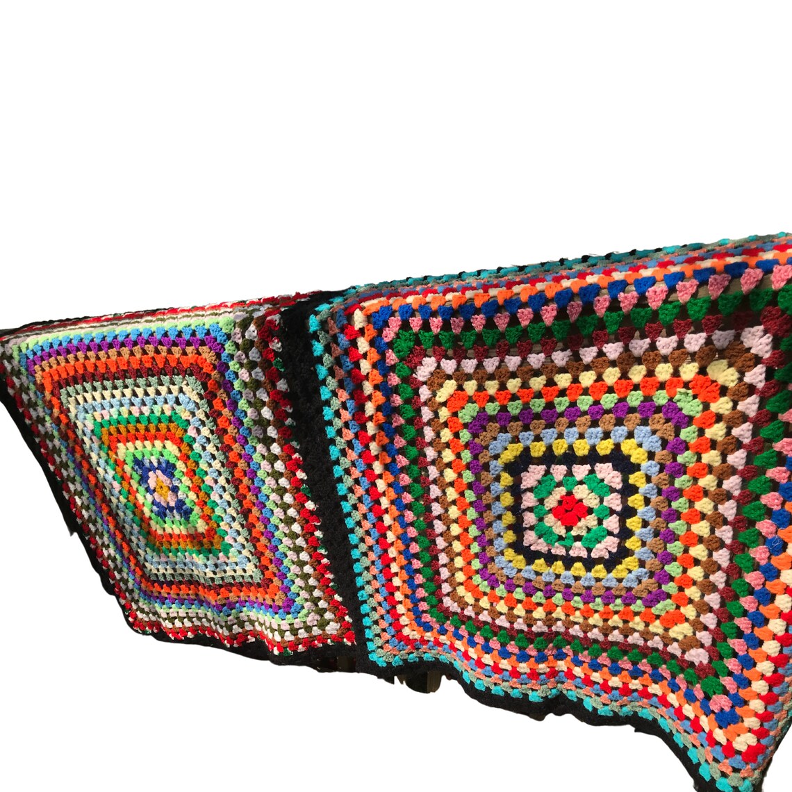 Black Granny Square Blanket Granny Square Afghan Blanket Green Etsy