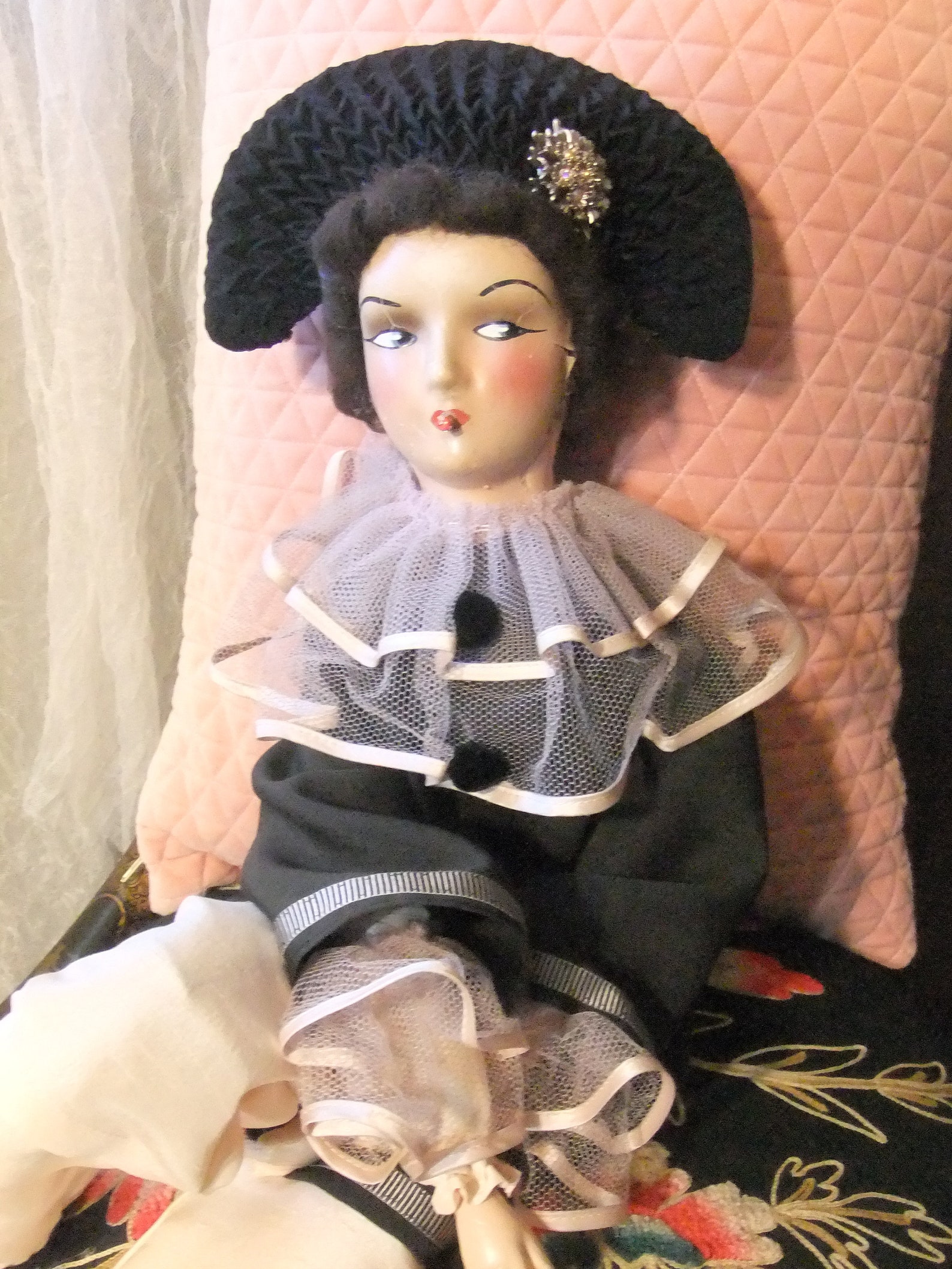 Vintage Boudoir Doll, Pierette Doll, Smoker Boudoir Doll, Bed Doll