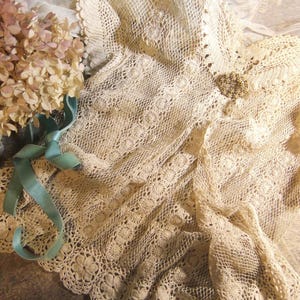 Antique Irish Crochet Jacket: Edwardian Cotton Lace, XS