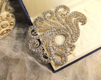 Edwardian Applique, Silver Metal Embellishment, Antique Applique, 1920's Trim, Vintage Bridal, Flapper Era