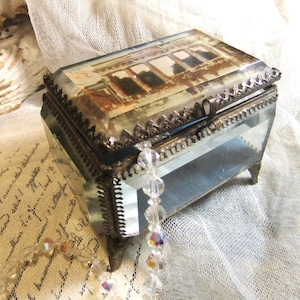 Beveled Glass Casket, Antique Dresser Box, Grand Tour, Brandenburg Gate, Early 1900's Casket, Ormolu