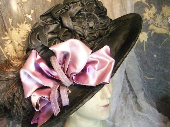 Antique Hat, Edwardian Hat, Belle Epoque Hat, Silk