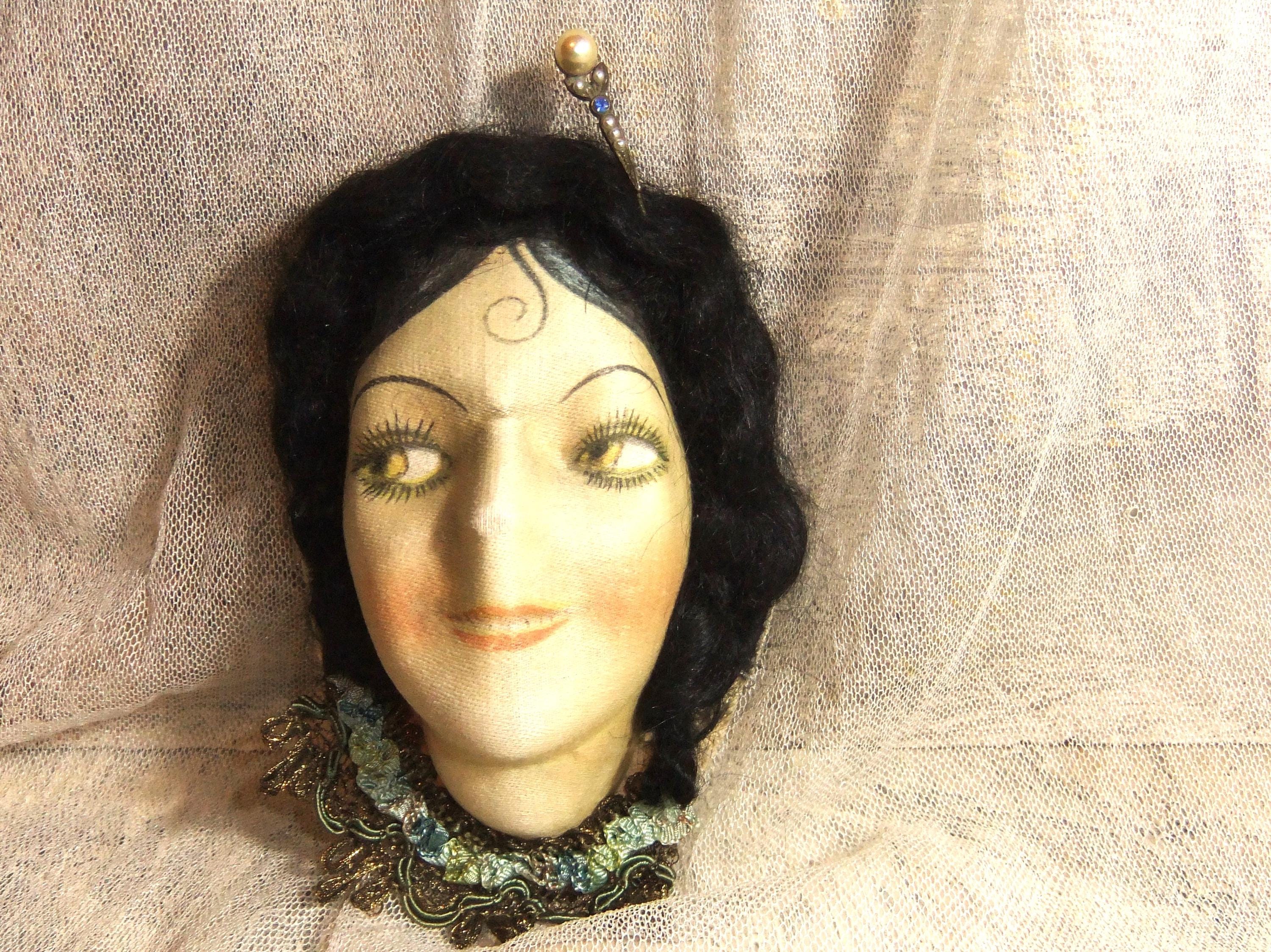 ANCIENNE TÊTE DE poupée de salon boudoir doll EUR 250,00 - PicClick FR