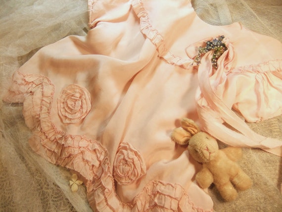 Antique Child's Dress, Handsewn Silk Dress, 1920'… - image 1