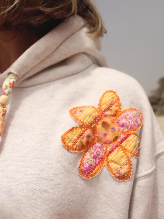 Flower Child Embroidered Hoodie – Handmade Sweatshirt With